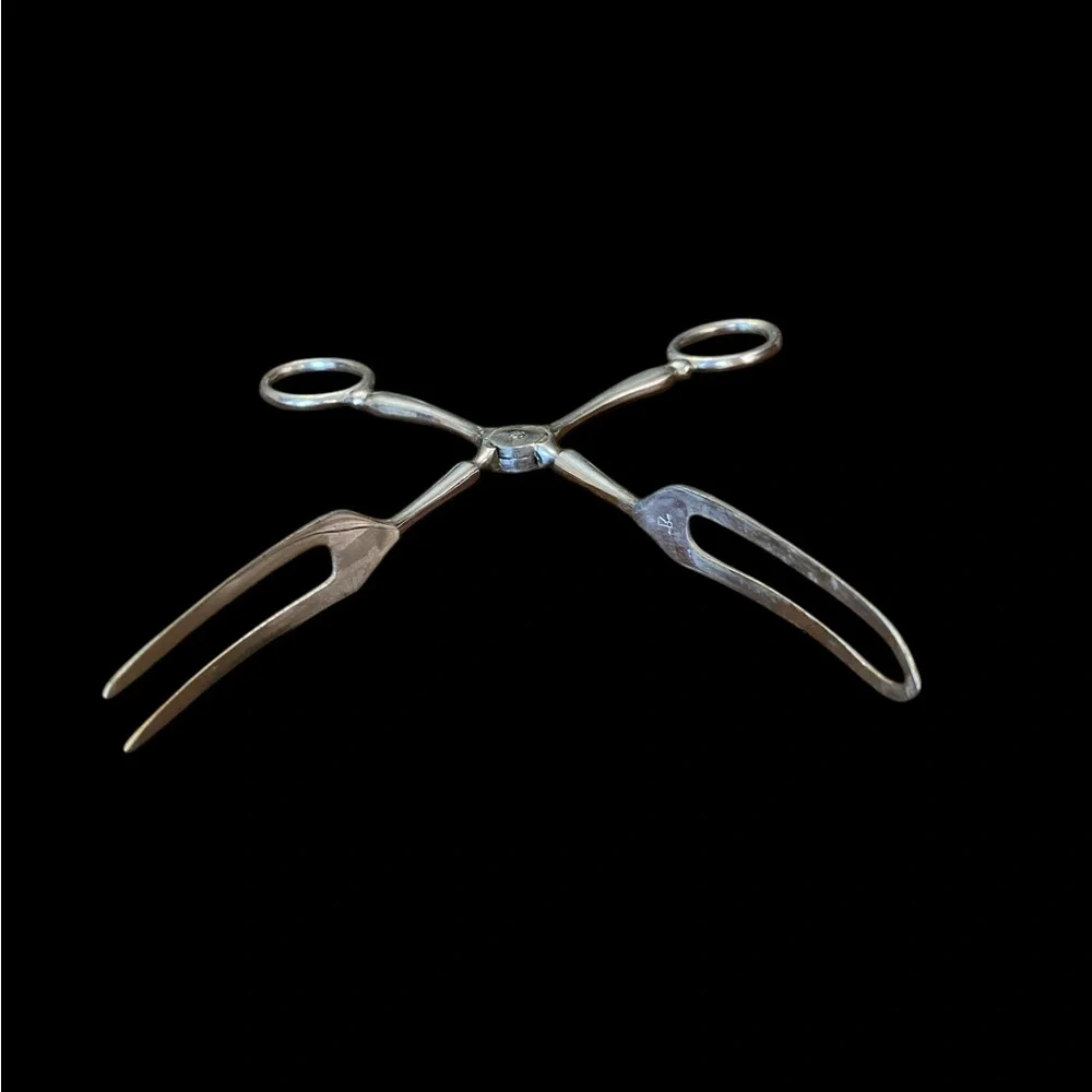 Antique French SFAM Silver Plated Scissor Pastry Tongs 7” Cake Server